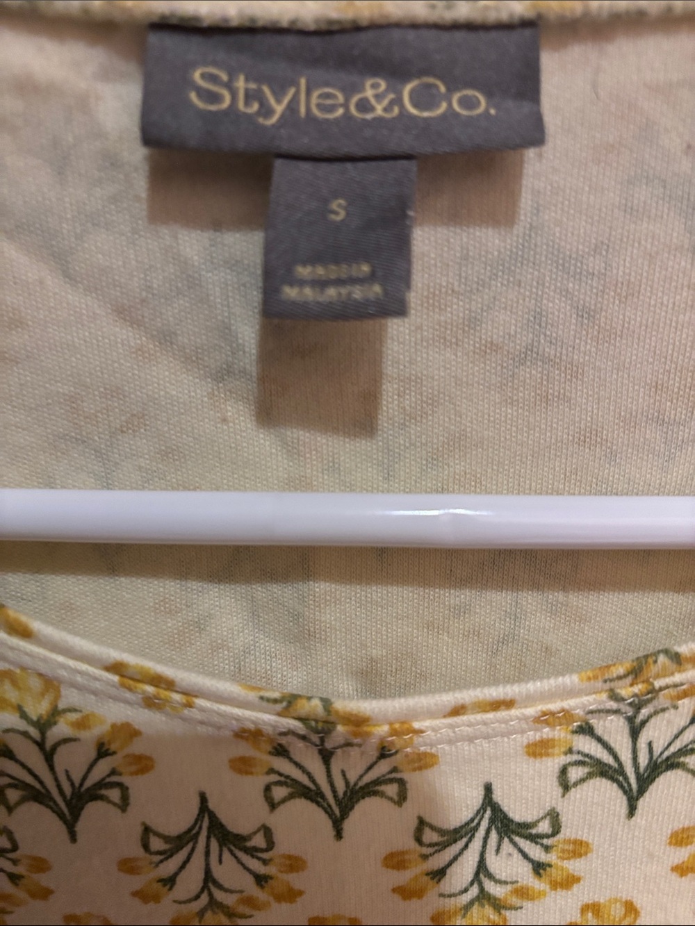 Style & Co. short sleeve tee, yellow floral print, Small - Picture 2 of 3